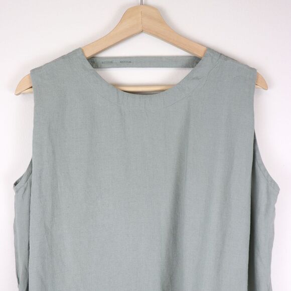 Nau Hera Dress II Mint Blue 100% Hemp Maxi Sundress Side Slit Pockets Medium - Picture 5 of 10